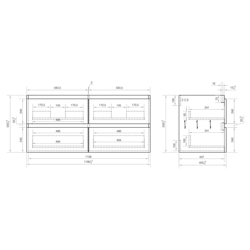 Differnz Reno onderkast FSC® | eiken | 120 cm