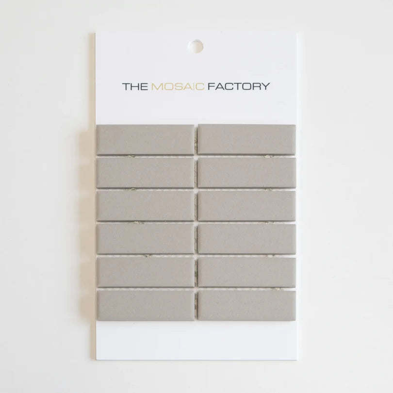 The Mosaic Factory London Mozaiek Tegel Rechthoek - Mat Grijs Porselein Ongeglazuurd, R11 23x73x6 mm