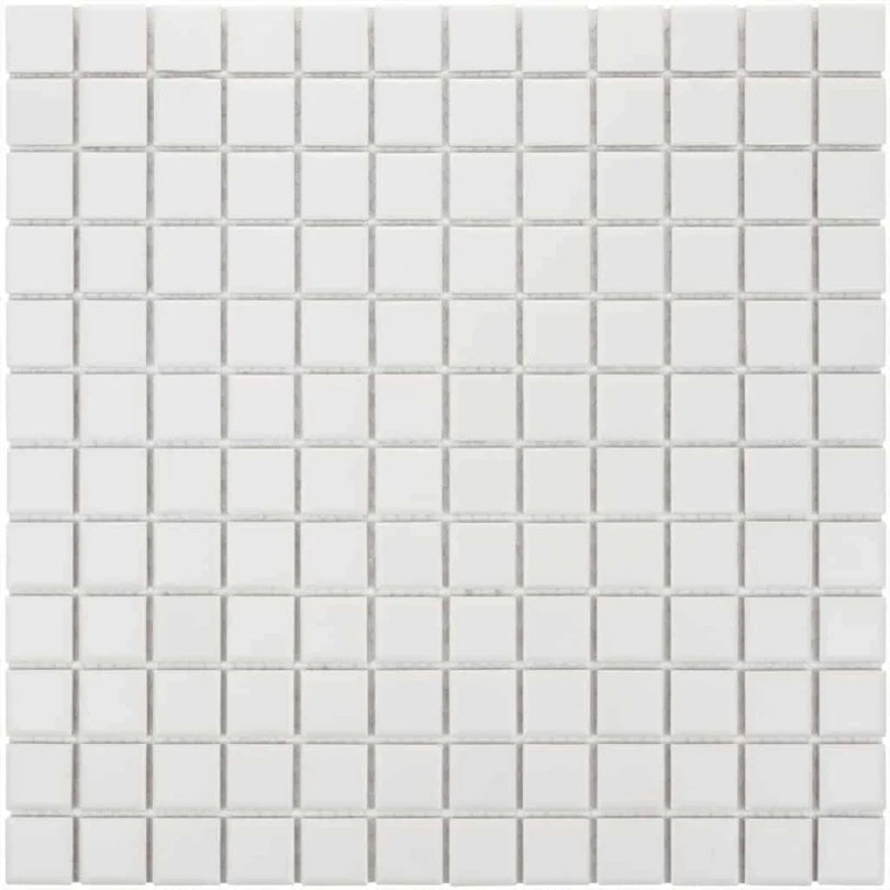 The Mosaic Factory London Mozaïek Tegel Vierkant - Porselein Super Wit Ongeglazuurd, R11 300x300 mm