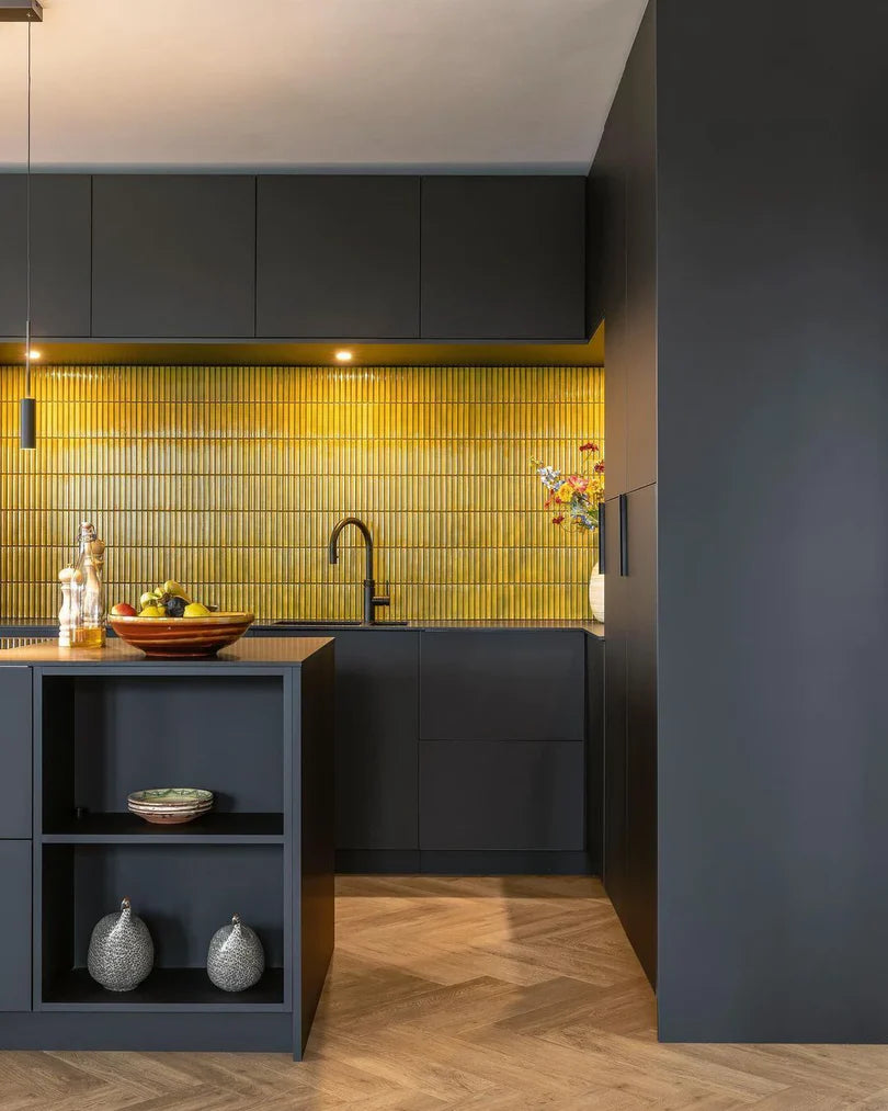 The Mosaic Factory Sevilla Mozaïek Tegel Kitkat Vinger - Geel Porselein Geglazuurd 296x299 mm