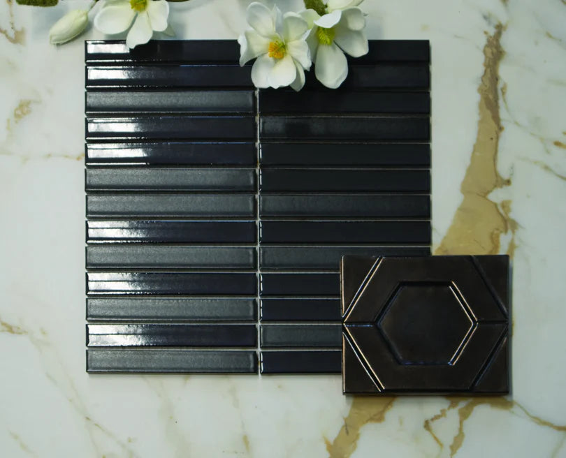 The Mosaic Factory Sevilla Mozaïek Tegel Kitkat Vinger - Spijkerbroek Blauw Porselein Geglazuurd 296x299 mm