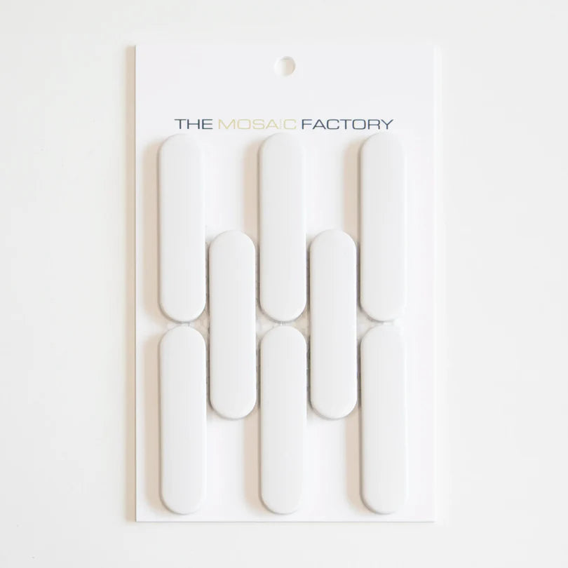 The Mosaic Factory Sevilla Mozaïek Tegel Ovaal Vinger - Mat Wit Porselein Geglazuurd 300x300 mm