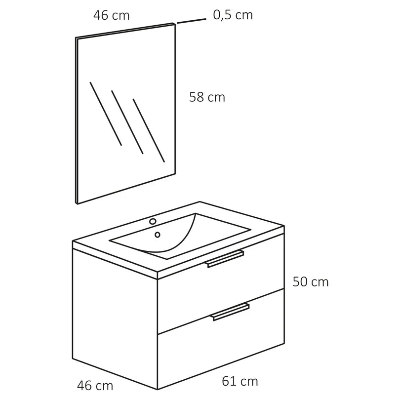 Bekijk hier de Differnz Bolo badmeubelset knock-down, FSC® | hoogglans wit | 60 cm