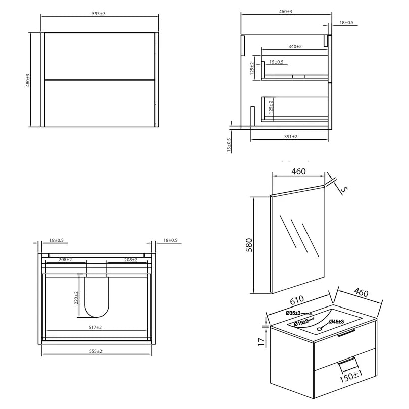 Bekijk hier de Differnz Bolo badmeubelset knock-down, FSC® | groen | 60 cm