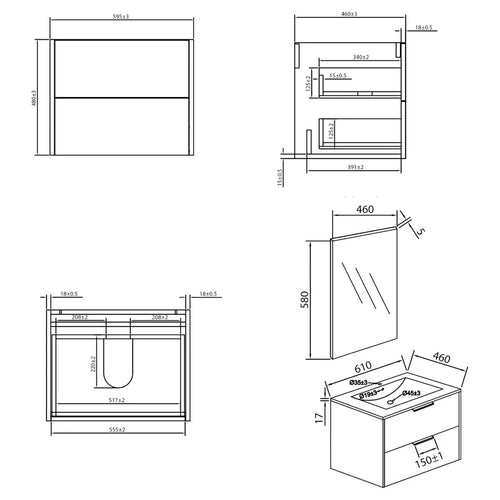 Bekijk hier de Differnz Bolo badmeubelset knock-down, FSC® | groen | 60 cm