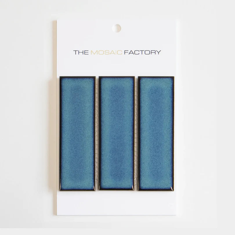 The Mosaic Factory Barcelona Mozaiek Tegel Rechthoek - Azure Blue Speckle Porselein Geglazuurd 291x297 mm