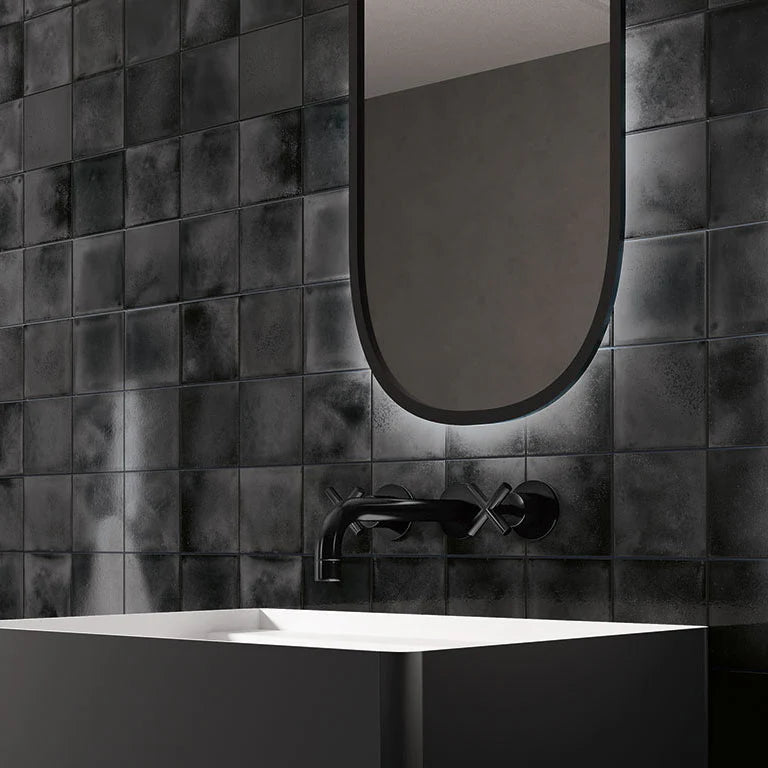 The Mosaic Factory Kasba Mozaïek Tegel Vierkant - Zwart Glanzend Porselein 297x297 mm