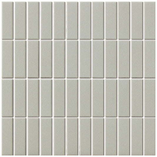 The Mosaic Factory London Mozaiek Tegel Rechthoek - Mat Grijs Porselein Ongeglazuurd, R11 23x73x6 mm