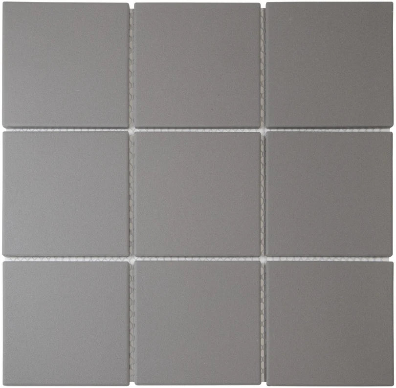 The Mosaic Factory London Mozaiek Tegel Vierkant - Donker Grijs Porselein Ongeglazuurd, R11 95x95x6 mm