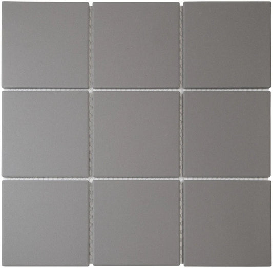 The Mosaic Factory London Mozaiek Tegel Vierkant - Donker Grijs Porselein Ongeglazuurd, R11 95x95x6 mm