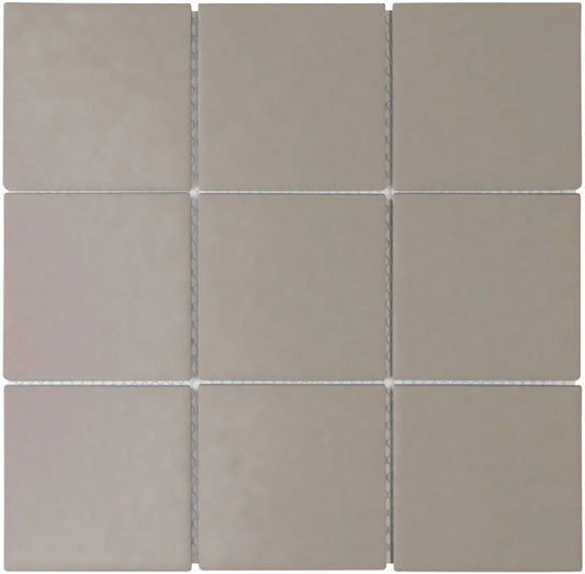 The Mosaic Factory London Mozaiek Tegel Vierkant - Grijs Porselein Ongeglazuurd, R11 95x95x6 mm