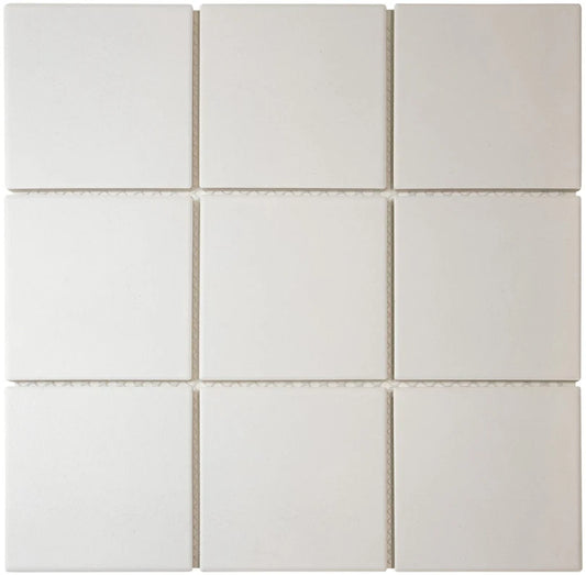 The Mosaic Factory London Mozaiek Tegel Vierkant - Super Wit Porselein Ongeglazuurd, R11 95x95x6 mm