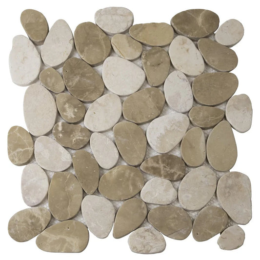 The Mosaic Factory Natural Stone Mozaiek Tegel Pebbles - Brown Mix Natural 300x300 mm
