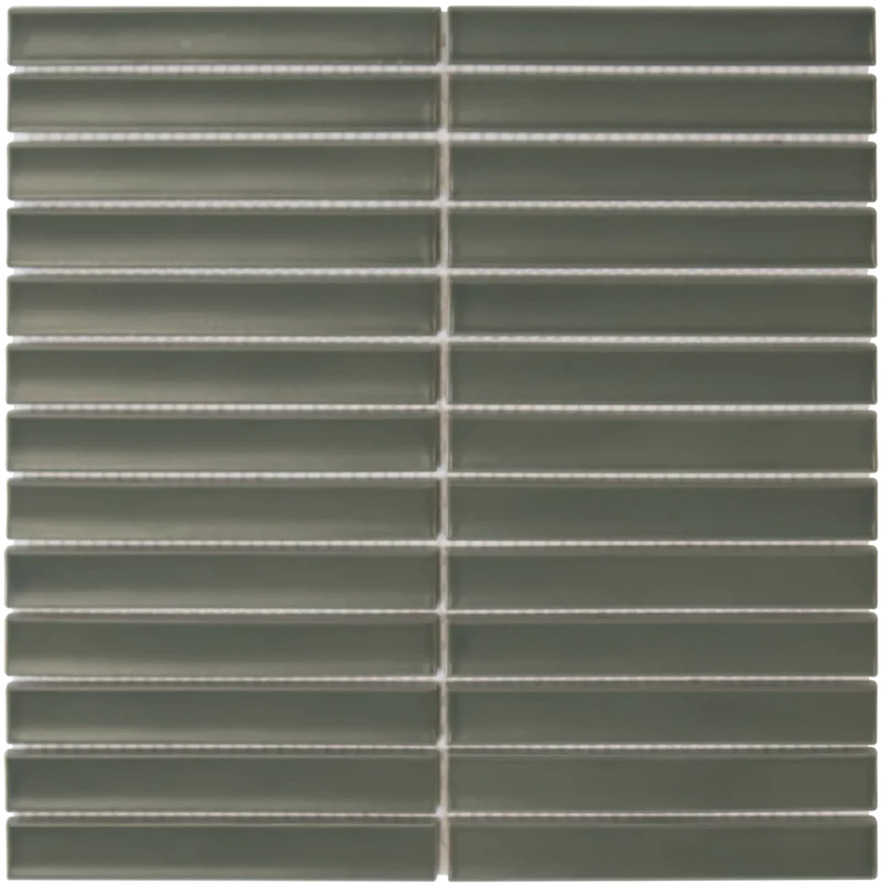 The Mosaic Factory Sevilla Mozaïek Tegel Kitkat Vinger - Army Groen Porselein Geglazuurd 296x299 mm