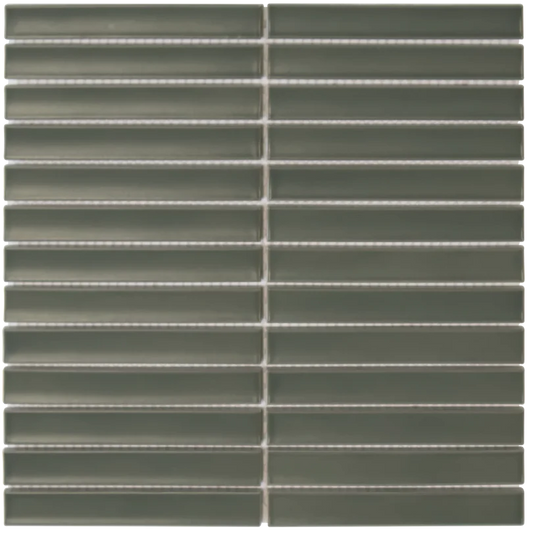 The Mosaic Factory Sevilla Mozaïek Tegel Kitkat Vinger - Army Groen Porselein Geglazuurd 296x299 mm