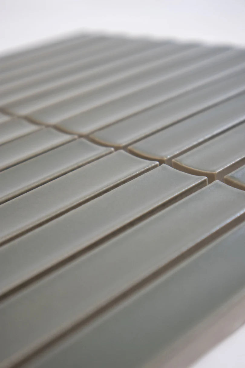 The Mosaic Factory Sevilla Mozaïek Tegel Kitkat Vinger - Army Groen Porselein Geglazuurd 296x299 mm