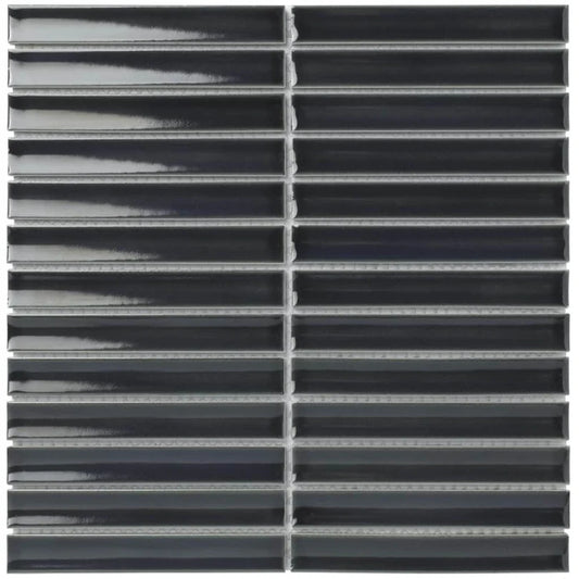 The Mosaic Factory Sevilla Mozaïek Tegel Kitkat Vinger - Blauw Grijs Porselein Geglazuurd 296x299 mm