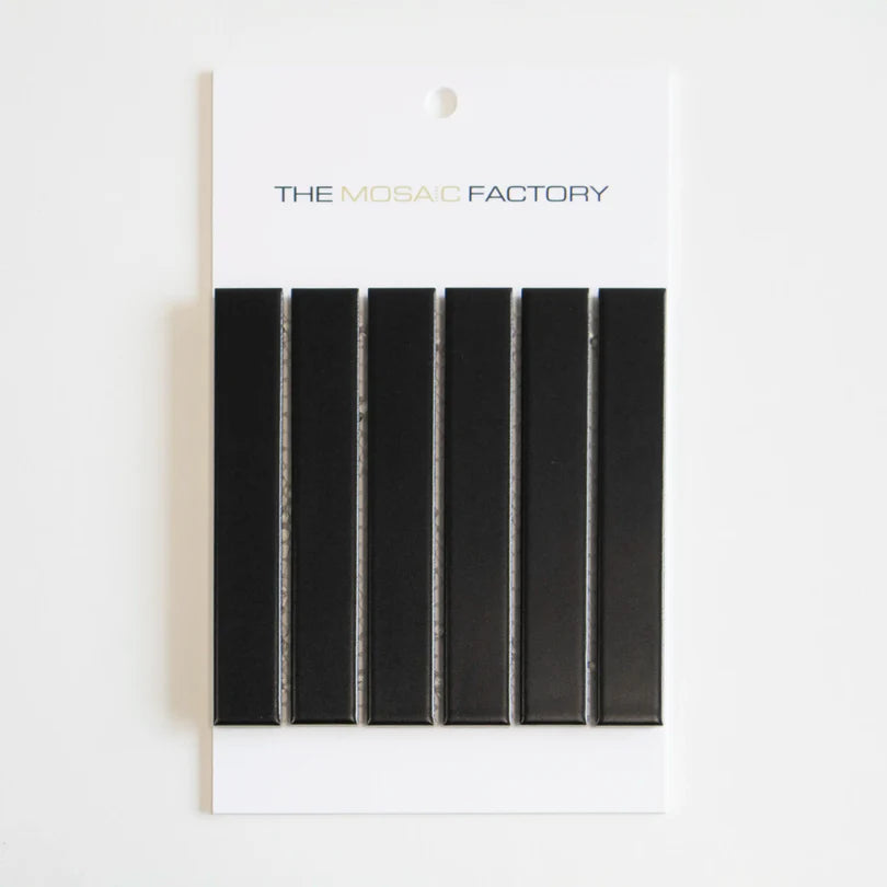 The Mosaic Factory Sevilla Mozaïek Tegel Kitkat Vinger - Mat Zwart Porselein Geglazuurd 296x300 mm