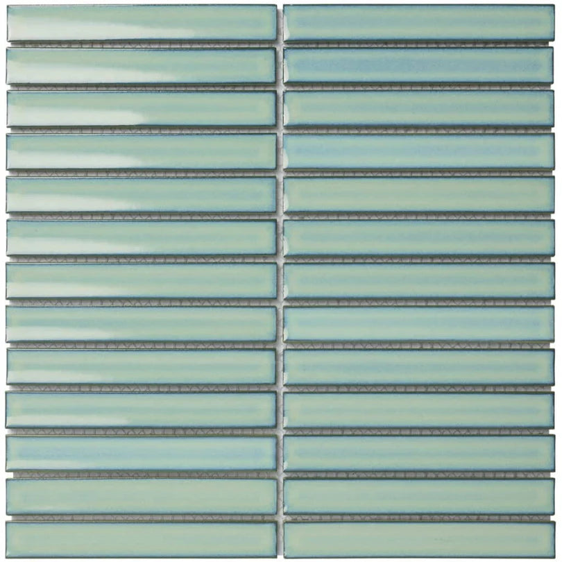 The Mosaic Factory Sevilla Mozaïek Tegel Kitkat Vinger - Turquoise Porselein Geglazuurd 296x299 mm