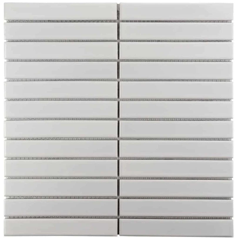 The Mosaic Factory Sevilla Mozaïek Tegel Kitkat Vinger - Wit Porselein Geglazuurd 296x300 mm