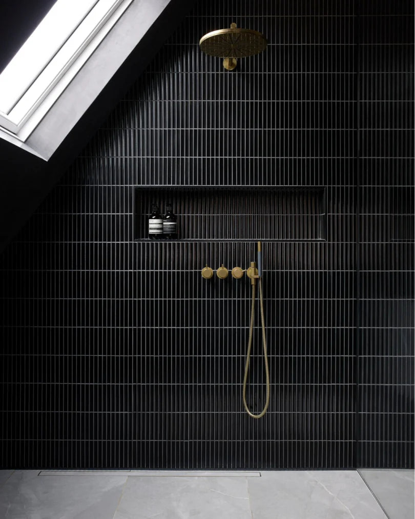 The Mosaic Factory Sevilla Mozaïek Tegel Kitkat Vinger - Zwart Porselein Geglazuurd 296x300 mm