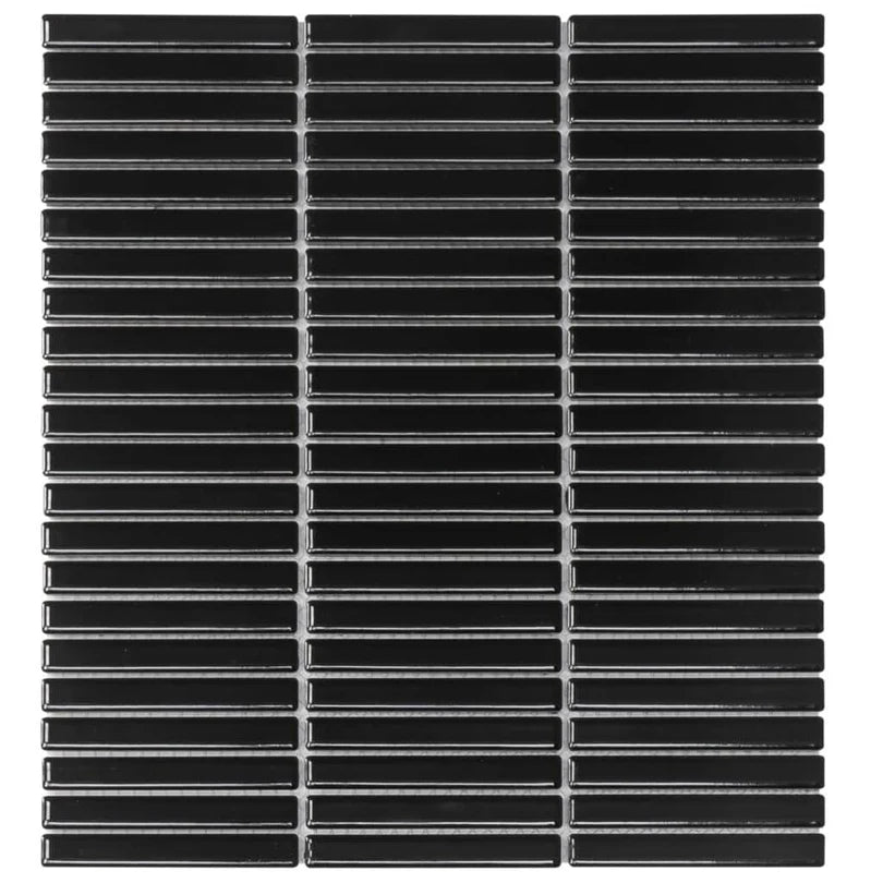 The Mosaic Factory Sevilla Mozaïek Tegel Mini Kitkat Vinger - Zwart Porselein Geglazuurd 282x308 mm