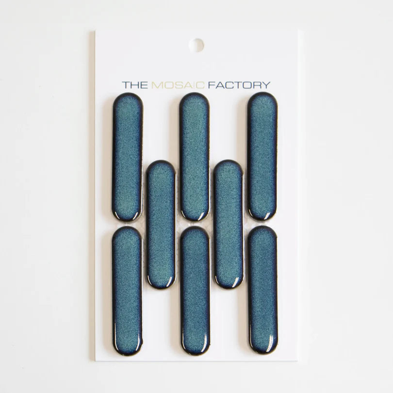 The Mosaic Factory Sevilla Mozaïek Tegel Ovaal Vinger - Azuur Blauw Gespikkeld Porselein Geglazuurd 300x300 mm