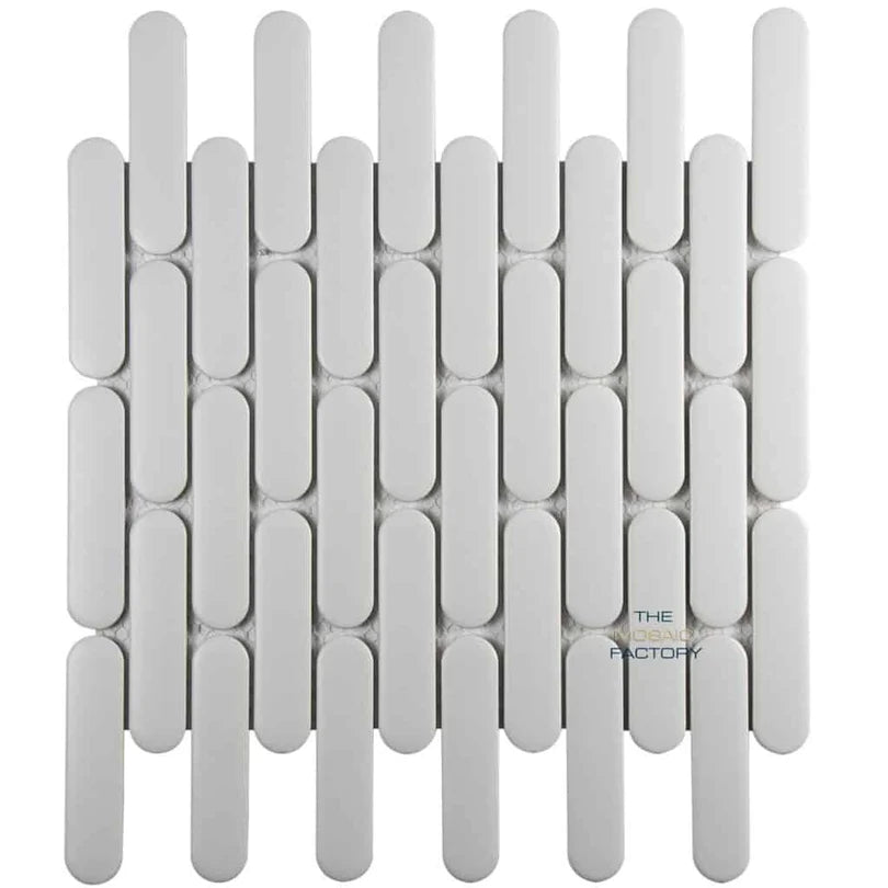 The Mosaic Factory Sevilla Mozaïek Tegel Ovaal Vinger - Mat Wit Porselein Geglazuurd 300x300 mm